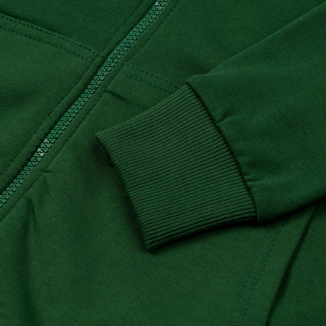 Толстовка с капюшоном на молнии Unit Siverga Heavy, темно-зеленая с логотипом  заказать по выгодной цене в кибермаркете AvroraStore