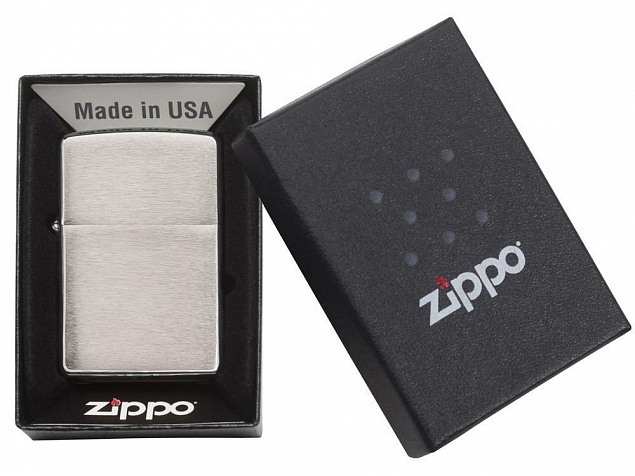 Зажигалка ZIPPO Classic с покрытием Brushed Chrome с логотипом  заказать по выгодной цене в кибермаркете AvroraStore