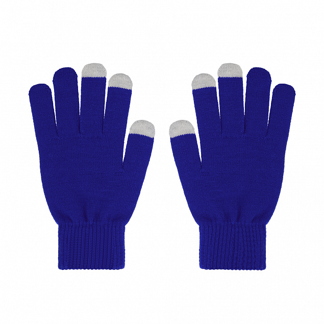 Перчатки женские для работы с сенсорными экранами, синие# с логотипом  заказать по выгодной цене в кибермаркете AvroraStore