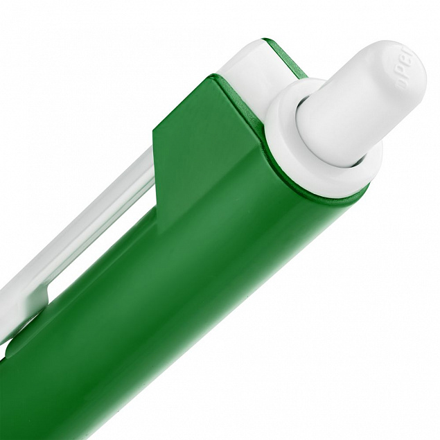 Ручка шариковая Hint Special, белая с зеленым с логотипом  заказать по выгодной цене в кибермаркете AvroraStore