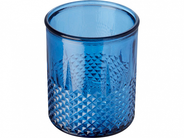 Подставка для чайной свечи из переработанного стекла Estrel, синий прозрачный с логотипом  заказать по выгодной цене в кибермаркете AvroraStore