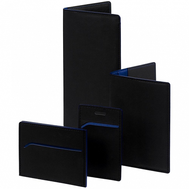 Картхолдер Multimo, черный с синим с логотипом  заказать по выгодной цене в кибермаркете AvroraStore