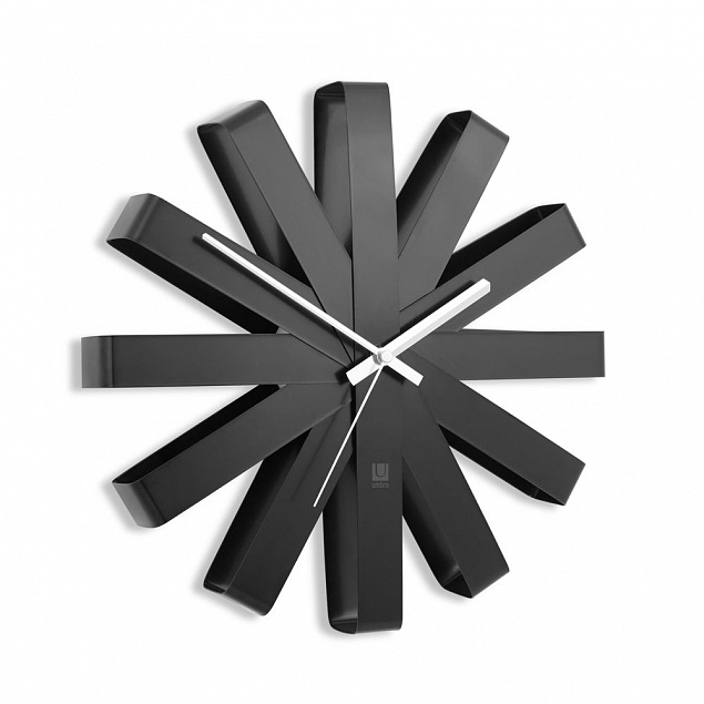 Часы настенные Ribbon, черныe с логотипом  заказать по выгодной цене в кибермаркете AvroraStore