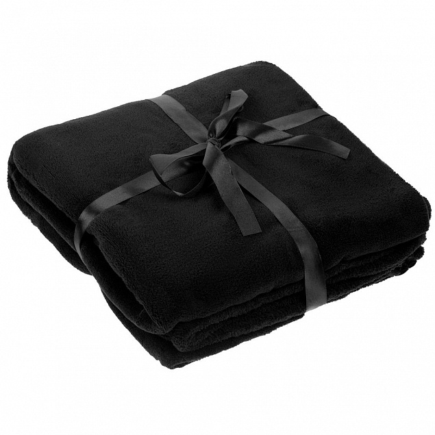 Плед Plush, черный с логотипом  заказать по выгодной цене в кибермаркете AvroraStore