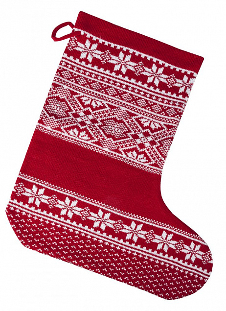 Новогодний носок «Скандик», красный с логотипом  заказать по выгодной цене в кибермаркете AvroraStore