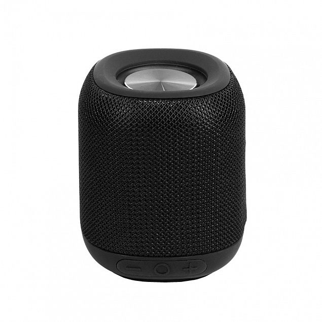 Колонка Bluetooth DRHUM круглая, черная с логотипом  заказать по выгодной цене в кибермаркете AvroraStore