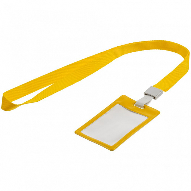 Карман для бейджа с лентой Staff, желтый с логотипом  заказать по выгодной цене в кибермаркете AvroraStore