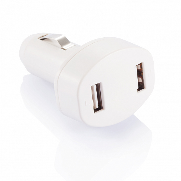 Зарядное устройство для автомобиля с 2 USB-портами, белый с логотипом  заказать по выгодной цене в кибермаркете AvroraStore