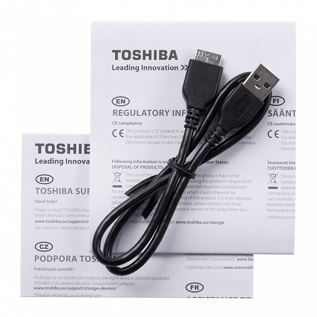 Внешний диск Toshiba Ready, USB 3.0, 1Тб, белый с логотипом  заказать по выгодной цене в кибермаркете AvroraStore