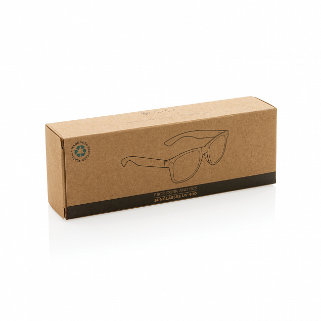Солнцезащитные очки Cork из переработанного пластика, UV 400 с логотипом  заказать по выгодной цене в кибермаркете AvroraStore