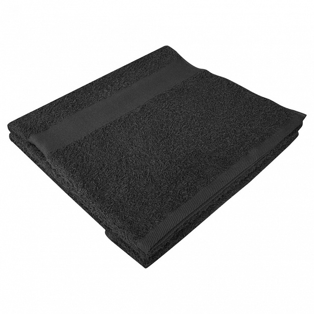 Полотенце махровое Large, черное с логотипом  заказать по выгодной цене в кибермаркете AvroraStore