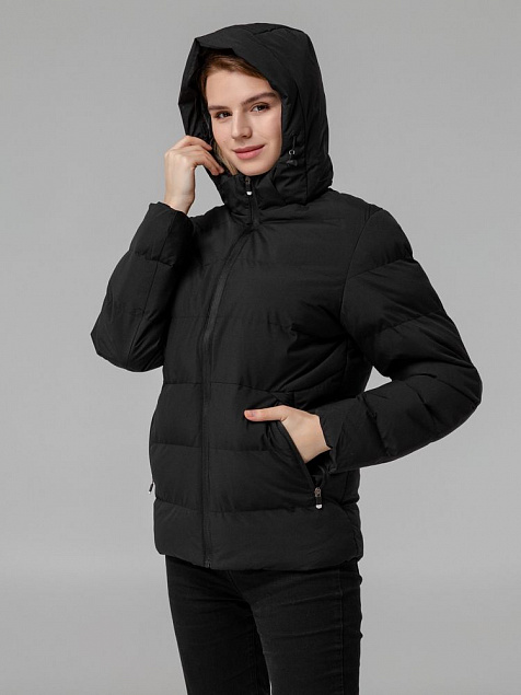 Куртка с подогревом Thermalli Everest, черная с логотипом  заказать по выгодной цене в кибермаркете AvroraStore