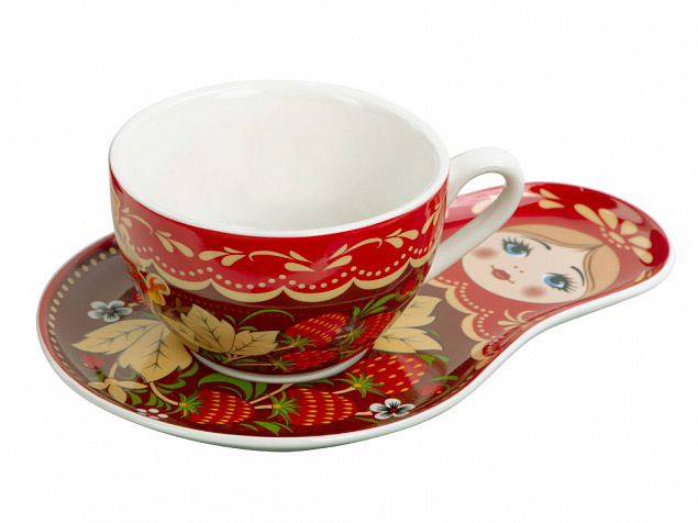 Подарочный набор: чайная пара, чай Малина с мятой с логотипом  заказать по выгодной цене в кибермаркете AvroraStore