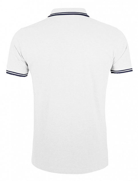Рубашка поло женская PASADENA WOMEN 200 с контрастной отделкой, белая с синим с логотипом  заказать по выгодной цене в кибермаркете AvroraStore