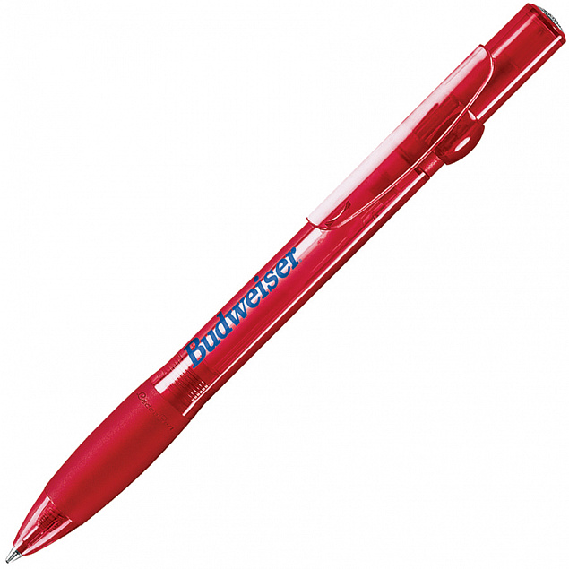 ALLEGRA LX, ручка шариковая с грипом, прозрачный красный, пластик с логотипом  заказать по выгодной цене в кибермаркете AvroraStore
