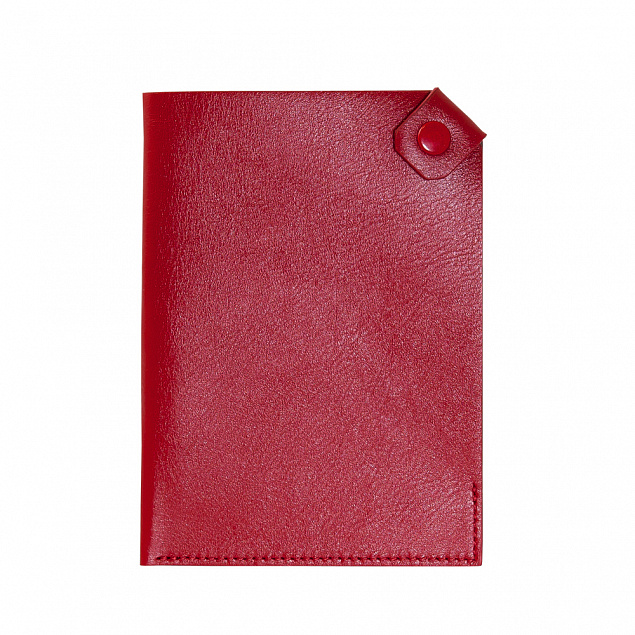 Чехол для паспорта PURE 140*90 мм., застежка на кнопке, натуральная кожа (фактурная), красный с логотипом  заказать по выгодной цене в кибермаркете AvroraStore