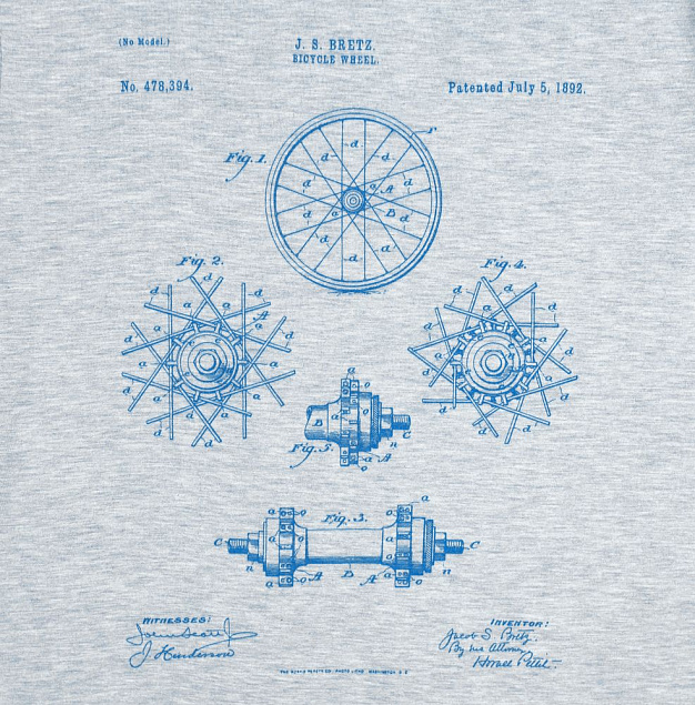 Футболка приталенная Old Patents. Wheel, голубой меланж с логотипом  заказать по выгодной цене в кибермаркете AvroraStore