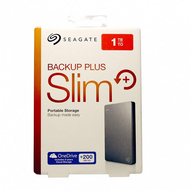 Внешний диск Seagate Backup Slim, USB 3.0, 1Тб, серебристый с логотипом  заказать по выгодной цене в кибермаркете AvroraStore