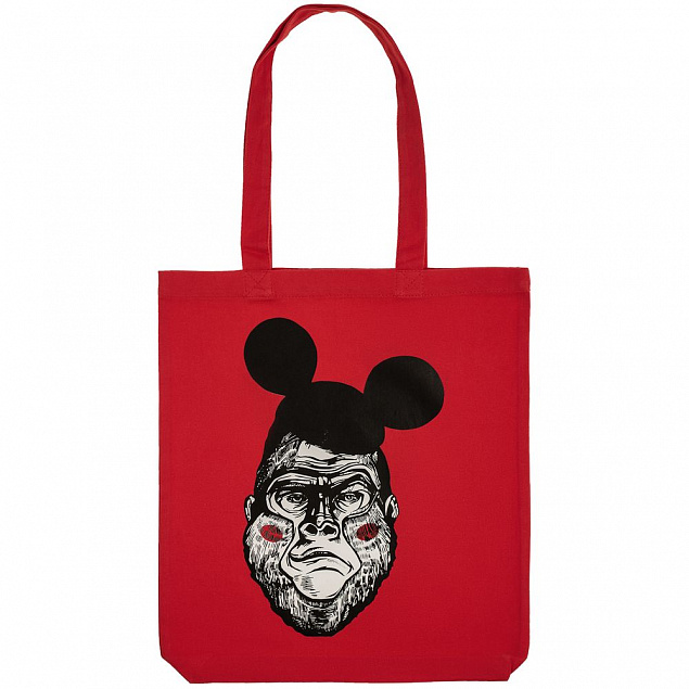 Холщовая сумка Monkey Mouse, красная с логотипом  заказать по выгодной цене в кибермаркете AvroraStore