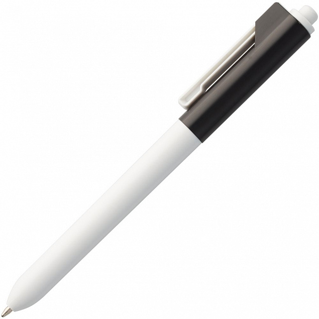 Ручка шариковая Hint Special, белая с черным с логотипом  заказать по выгодной цене в кибермаркете AvroraStore