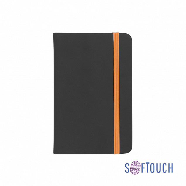 Блокнот "Бергамо", покрытие soft touch, формат А6, черный/оранжевый# с логотипом  заказать по выгодной цене в кибермаркете AvroraStore