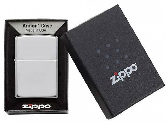 Зажигалка ZIPPO Armor™ c покрытием High Polish Chrome с логотипом  заказать по выгодной цене в кибермаркете AvroraStore