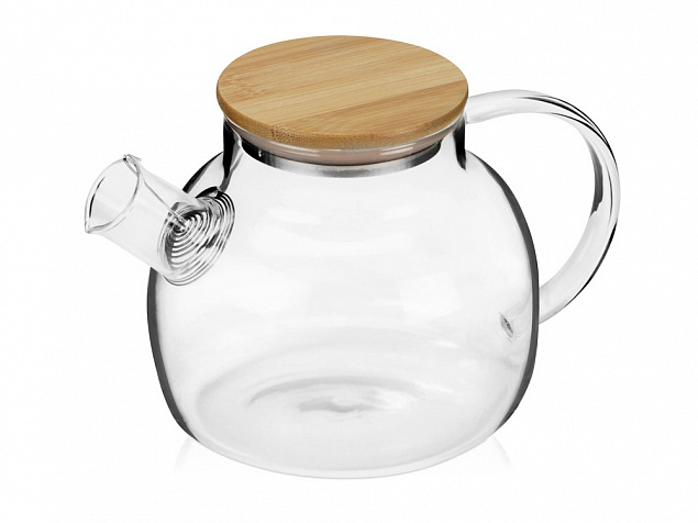 Стеклянный заварочный чайник Sencha с бамбуковой крышкой с логотипом  заказать по выгодной цене в кибермаркете AvroraStore