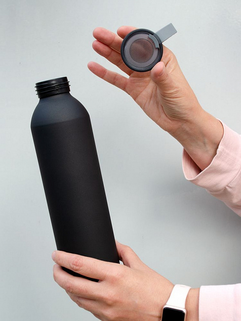 Спортивная бутылка для воды Rio, черная с логотипом  заказать по выгодной цене в кибермаркете AvroraStore