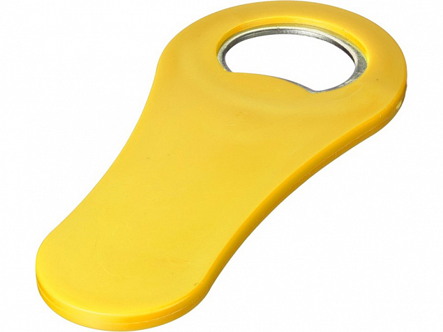 Магнитная открывалка для бутылок Rally, желтый с логотипом  заказать по выгодной цене в кибермаркете AvroraStore