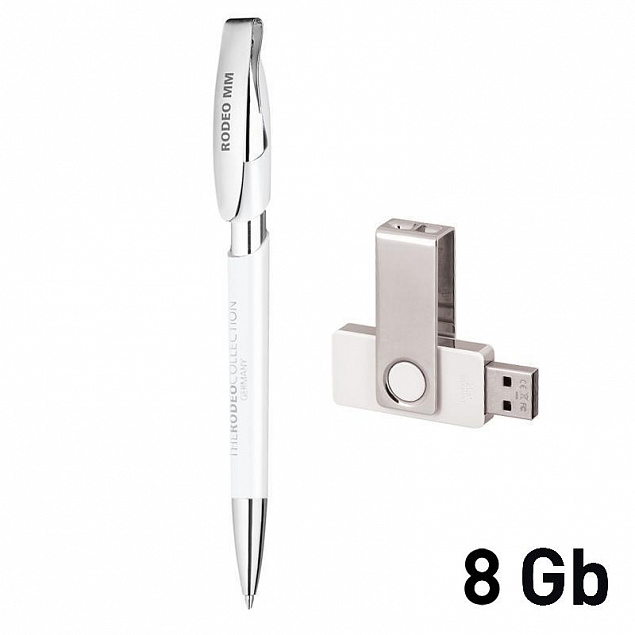 Набор ручка + флеш-карта 8Гб в футляре, белый с логотипом  заказать по выгодной цене в кибермаркете AvroraStore