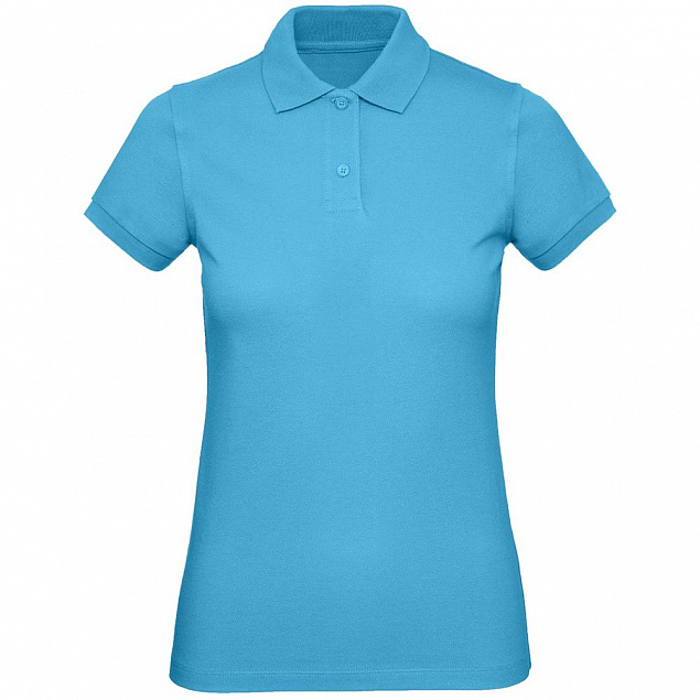 Рубашка поло женская Inspire, бирюзовая с логотипом  заказать по выгодной цене в кибермаркете AvroraStore