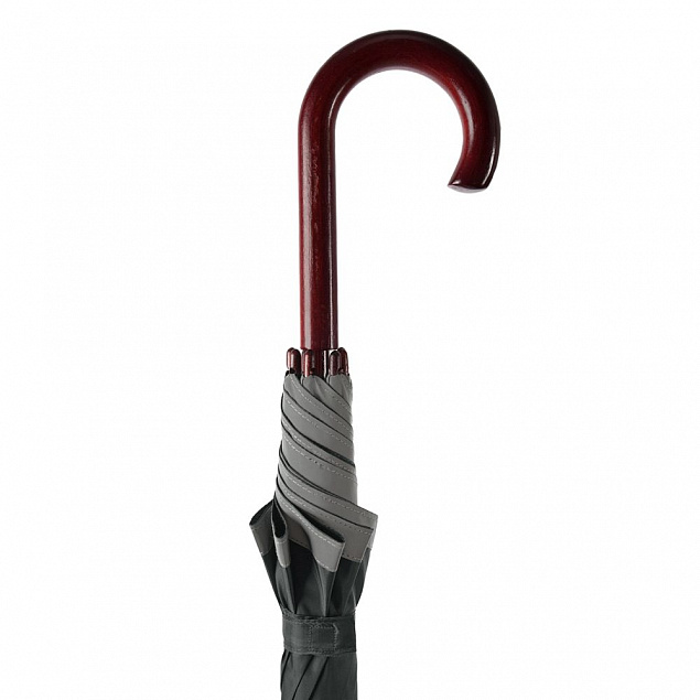 Зонт-трость светоотражающий Reflect, черный с логотипом  заказать по выгодной цене в кибермаркете AvroraStore