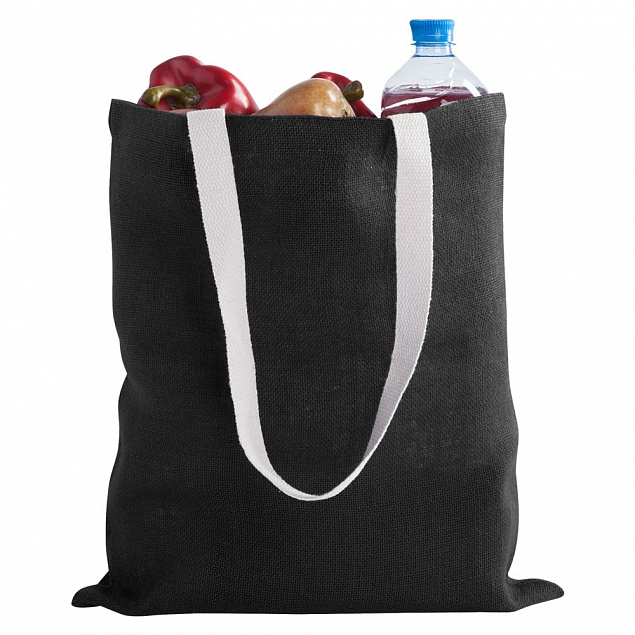Холщовая сумка на плечо Juhu, черная с логотипом  заказать по выгодной цене в кибермаркете AvroraStore