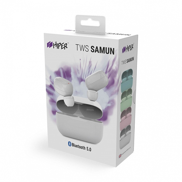 Наушники беспроводные Hiper TWS SAMUN, белые с логотипом  заказать по выгодной цене в кибермаркете AvroraStore