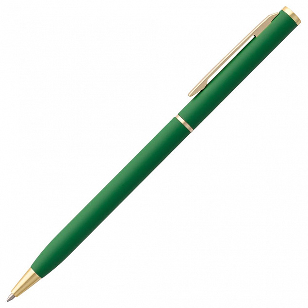 Ручка шариковая Hotel Gold, ver.2, зеленая с логотипом  заказать по выгодной цене в кибермаркете AvroraStore