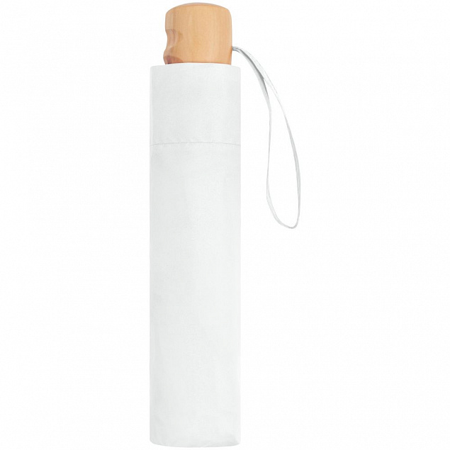 Зонт складной OkoBrella, белый с логотипом  заказать по выгодной цене в кибермаркете AvroraStore