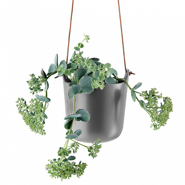 Горшок с функцией самополива Flowerpot, подвесной, серый с логотипом  заказать по выгодной цене в кибермаркете AvroraStore