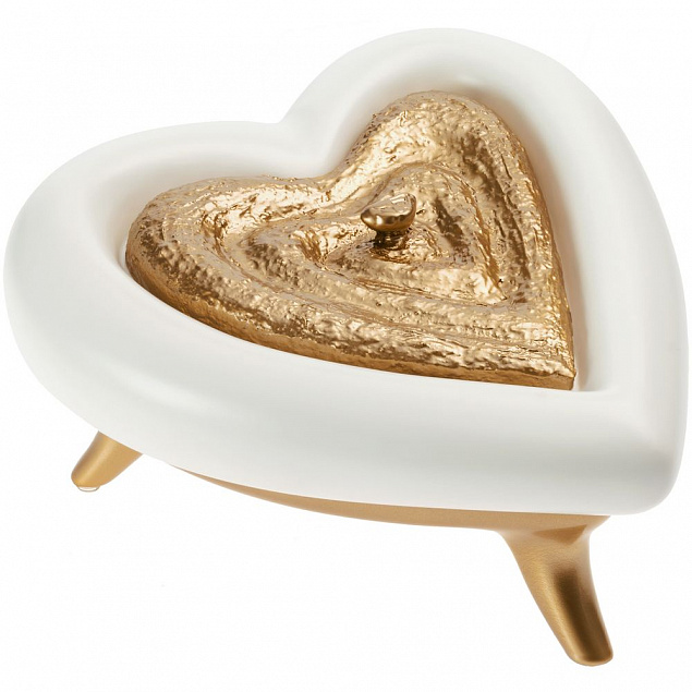 Шкатулка «Сердце», бело-золотая с логотипом  заказать по выгодной цене в кибермаркете AvroraStore