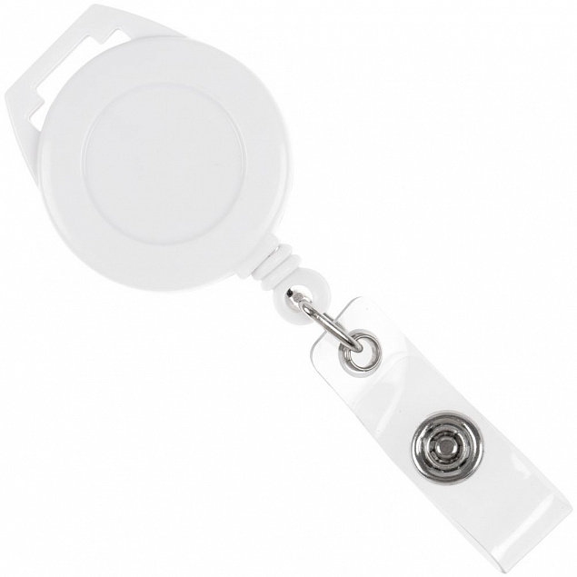 Ретрактор Attach с ушком для ленты ver.2, белый с логотипом  заказать по выгодной цене в кибермаркете AvroraStore