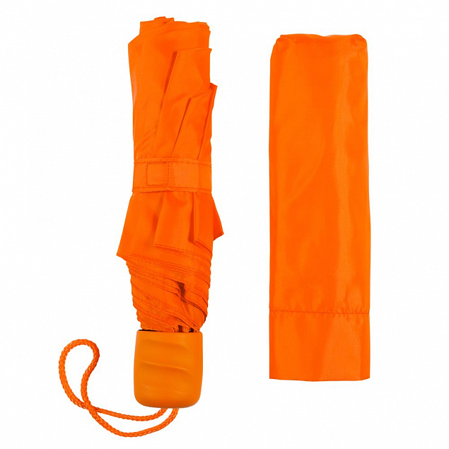 Зонт складной Basic, оранжевый с логотипом  заказать по выгодной цене в кибермаркете AvroraStore