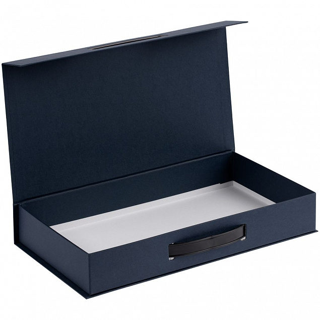 Коробка с ручкой Platt, синяя с логотипом  заказать по выгодной цене в кибермаркете AvroraStore