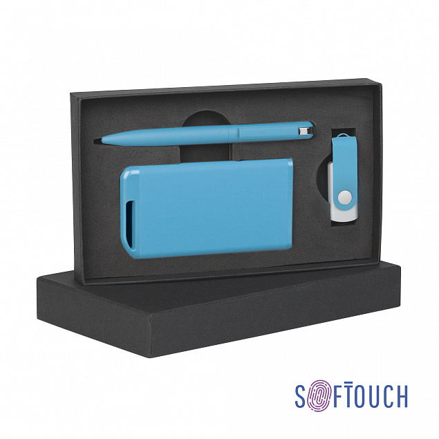 Набор ручка + флеш-карта 16Гб + зарядное устройство 4000 mAh в футляре покрытие soft touch с логотипом  заказать по выгодной цене в кибермаркете AvroraStore