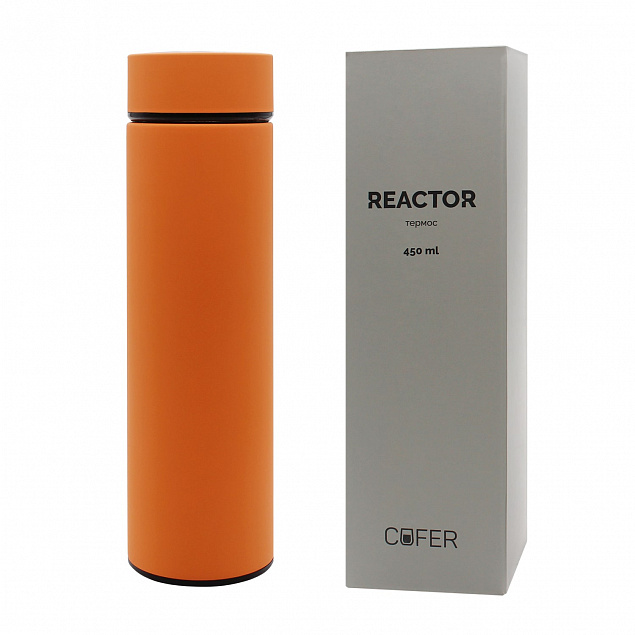Термос Reactor софт-тач с датчиком температуры (оранжевый) с логотипом  заказать по выгодной цене в кибермаркете AvroraStore