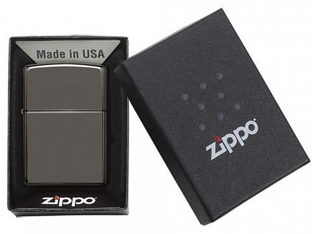 Зажигалка ZIPPO Classic с покрытием Black Ice® с логотипом  заказать по выгодной цене в кибермаркете AvroraStore