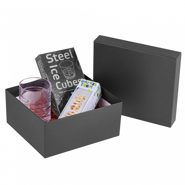 Коробка Satin, большая, черная с логотипом  заказать по выгодной цене в кибермаркете AvroraStore