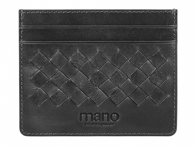 Портмоне для кредитных карт Mano Don Luca, натуральная кожа в черном цвете, 10,3 х 8,3 см с логотипом  заказать по выгодной цене в кибермаркете AvroraStore