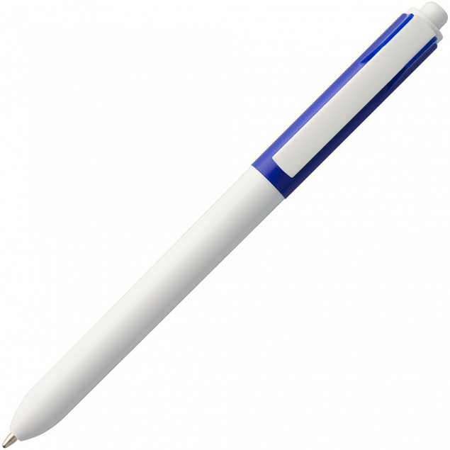 Ручка шариковая Hint Special, белая с синим с логотипом  заказать по выгодной цене в кибермаркете AvroraStore