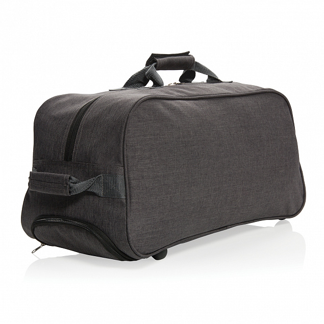Дорожная сумка на колесах Basic, черная с логотипом  заказать по выгодной цене в кибермаркете AvroraStore