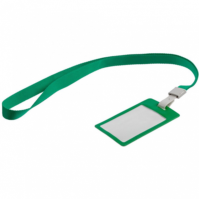 Карман для бейджа с лентой Staff, зеленый с логотипом  заказать по выгодной цене в кибермаркете AvroraStore