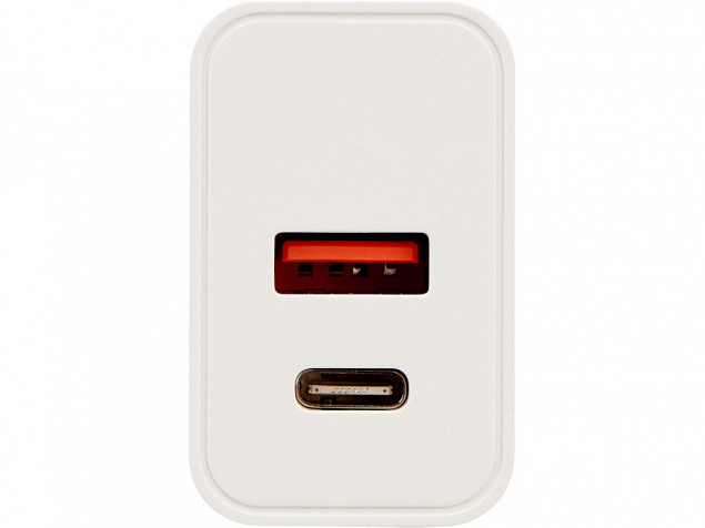 Сетевое зарядное устройство c выходами USB-A и USB-C и быстрой зарядкой QC/PD «Recharger Pro», 30 Вт с логотипом  заказать по выгодной цене в кибермаркете AvroraStore